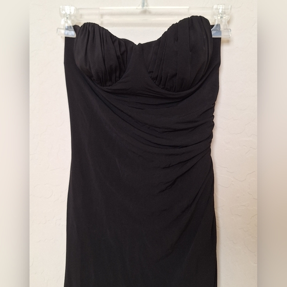 bebe Asymmetrical Corset Dress Black Ruched Midi Whimsigoth Vamp Fairy LBD S - Picture 3 of 9